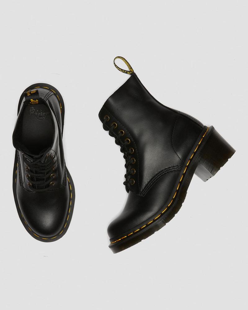 Dr Martens Clemency Læder Hæl Snørestøvler Dame Sort | DK 217RVD